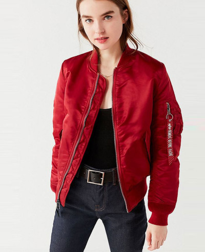 New-Look-Women-Burgundy-Satin-Bomber-Varsity-Jacket