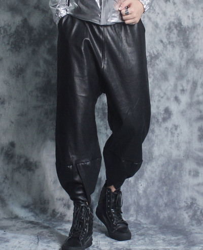 New-Men-Hot-Seeling-Custom-Faux-Leather-Trousers-Pants-Trendy-Slim