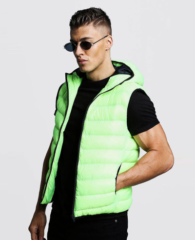 New-Men-Neon-Sleeveless-Padded-Gilet-With-Hood