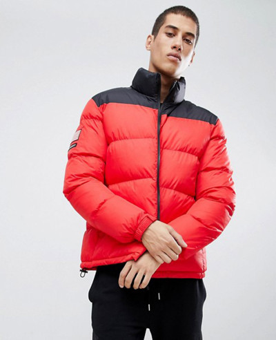 New-Men-Puffer-Zipper-Jacket-In-Red