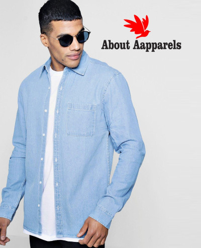 New-Men-Stylish-Hot-Made-Denim-Shirt-In-Pale-Blue