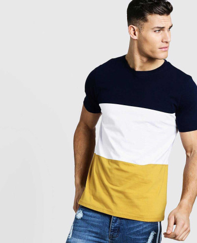 New-Stylish-Crew-Neck-Colour-Block-T-Shirt