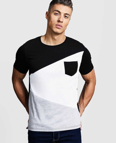 New-Trendy-Stylish-Men-Spliced-Colour-Block-T-Shirt