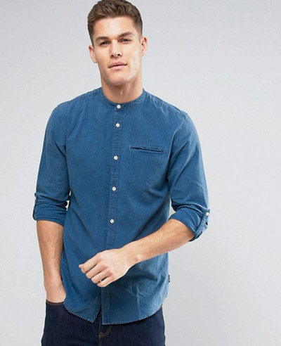 Originals-Shirt-in-Regular-Fit-Denim-With-Grandad-Collar