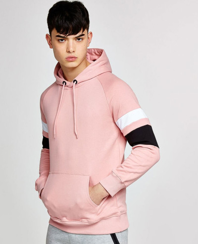 Pink-Colour-Block-Men-Stylish-Hoodie