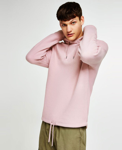 Pink-Pullover-Stylish-Men-Fleece-Hoodie