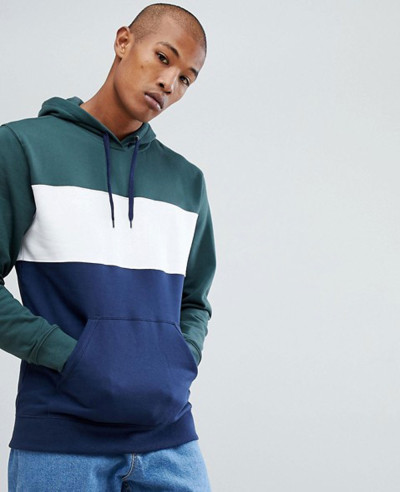 Pullover-Colour-Block-Hoodie-In-Navy