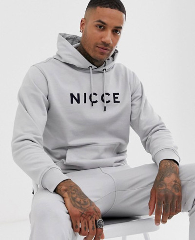 Pullover-Nice-Hoodie-With-Chest-Logo-In-Gray