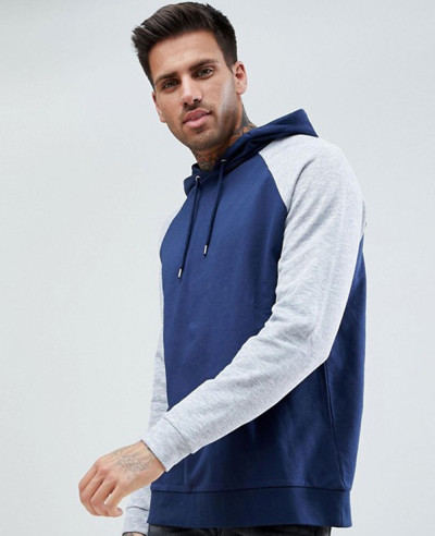 Pullover-With-Nep-Raglan-Sleeves-In-Navy-Hoodie