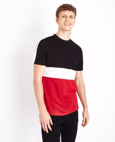 Red-Colour-Block-T-Shirt