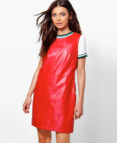 Red-Custom-Faux-Leather-Line-Pinafore-Dress