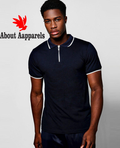 Short-Sleeve-Zipper-With-Tipping-Polo-Shirt