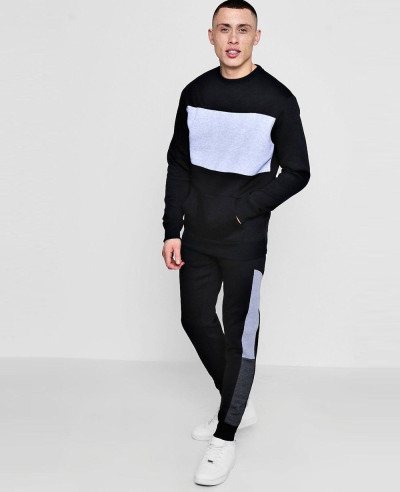 Skinny-Colour-Block-Sweater-Tracksuit