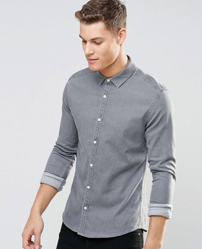 Skinny-Denim-Shirt-In-Light-Grey