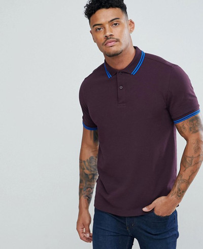 Slim-Fit-Twin-Tipped-Polo-Shirt-In-Dark-RedSlim-Fit-Twin-Tipped-Polo-Shirt-In-Dark-Red