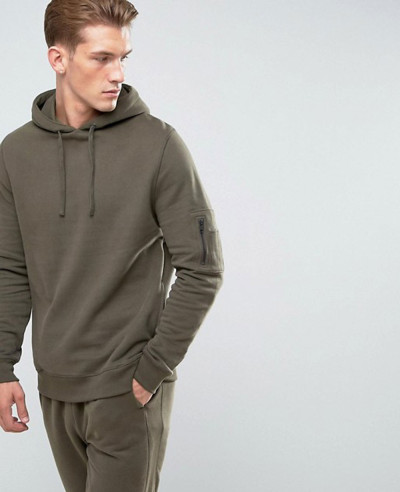 Soft-Feel-Pullover-Hoodie-With-Pocket-In-Khaki