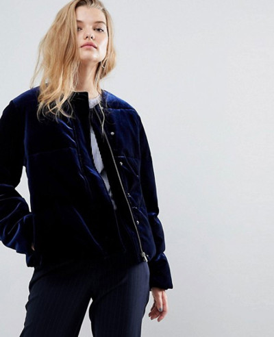 Velvet-Padded-Crop-Jacket