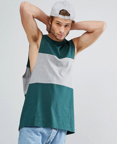 Vest-With-Dropped-Armhole-and-Contrast-Panel-Tank-Top