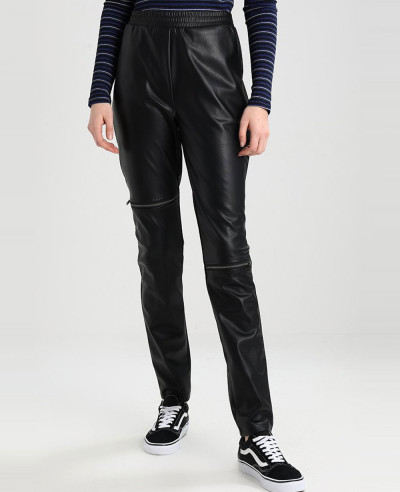 Women-Black-Leather-Biker-Moto-Pant