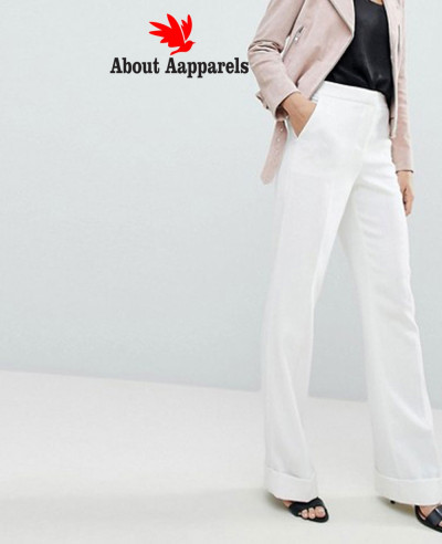 Women-Fashion-White-Leg-Trouser