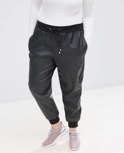 Women-Fashionable-Curve-Joggers-In-Leather-Look