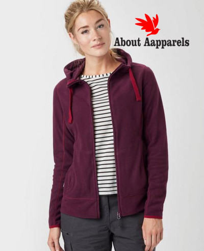 Women-Maroon-Full-Zip-Microfleece-Hooded-Fleece-Jacket