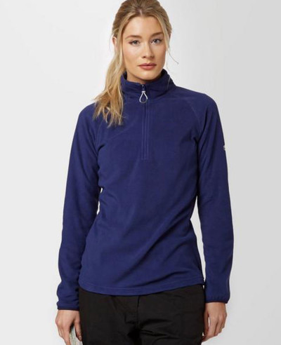 Women-Navy-Blue-Custom-Half-Zipper-Fleece-Jacket