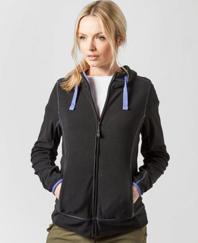 Women-Navy-Blue-Full-Zipper-Micro-Fleece-Hooded-Jacket
