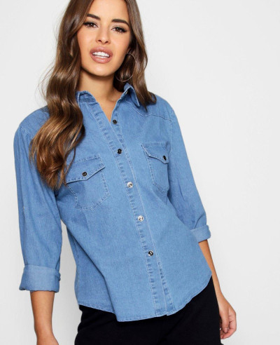 Women-Slim-Fit-Denim-Shirt