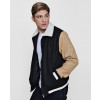 Contrast-Sleeve-Borg-Collar-Varsity-Jacket