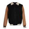 Contrast-Sleeve-Borg-Collar-Varsity-Jacket