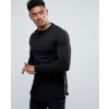 Men-Longline-Muscle-Fit-Sweatshirt-With-Curved-Hem-And-Side-Zipper-in-Black