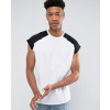 Men-Sleeveless-With-Raw-Edge-And-Contrast-Raglan-In-White-Black-Tank-Top