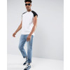 Men-Sleeveless-With-Raw-Edge-And-Contrast-Raglan-In-White-Black-Tank-Top