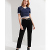 New-Most-Selling-Navy-Blue-V-Neck-Cropped-Tee