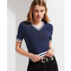 New-Most-Selling-Navy-Blue-V-Neck-Cropped-Tee