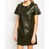 Short-Sleeve-Shift-Cheap-Dress-in-Leather-Look