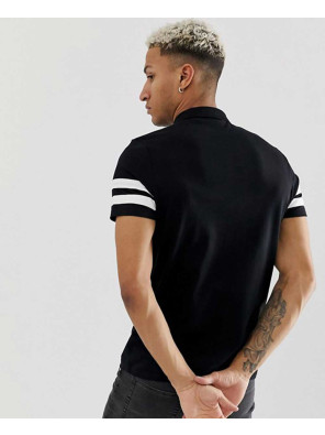 Design-Organic-Polo-Shirt-With-Contrast-Sleeve-Stripe-In-Black