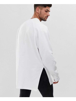 Design-Oversized-Super-Longline-Sweatshirt-With-Side-Splits-&-Dropped-Hem-In-Beige-White