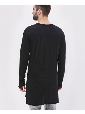 Long-Sleeve-Longline-Soft-Jersey-Black-T-Shirt