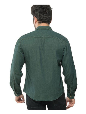 Men-Dark-Green-Denim-Brass-Button-Down-Overshirt 
