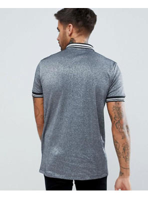Men-New-Look-In-Silver-Metallic-Fabric-With-Silver-Tipping-And-Ring-Pull-Polo-Shirt