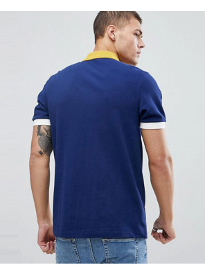 Most-Selling-Men-Custom-Colour-Block-Pique-Polo-In-Navy