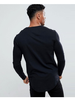 Muscle-Long-Sleeve-In-Black-With-Gold-Logo-T-Shirt