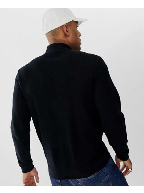 New-Stylish-Men-Custom-Half-Zipper-Pique-Sweat-In-Black-Sweatshirt