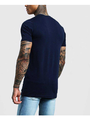 New-Trendy-Men-Muscle-Fit-Longline-Colour-Block-Tee-Shirt