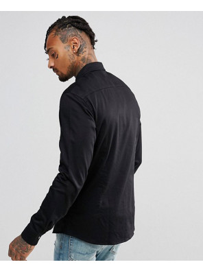 Slim-Stretch-Denim-Shirt-In-Black