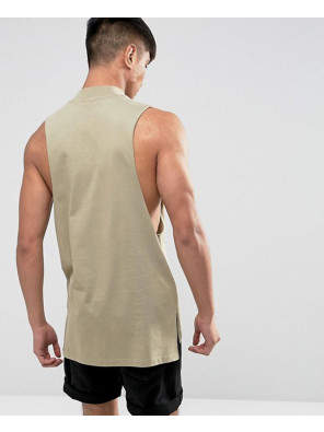 Super-Longline-Vest-With-High-Neck-In-Green