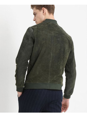 Men-Biker-Bomber-Green-Suede-Leather-Jacket