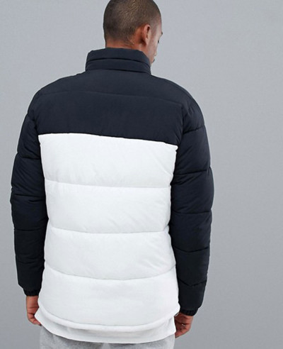 Best Selling Men Exclusive Quilted Padded Jacket In White Black